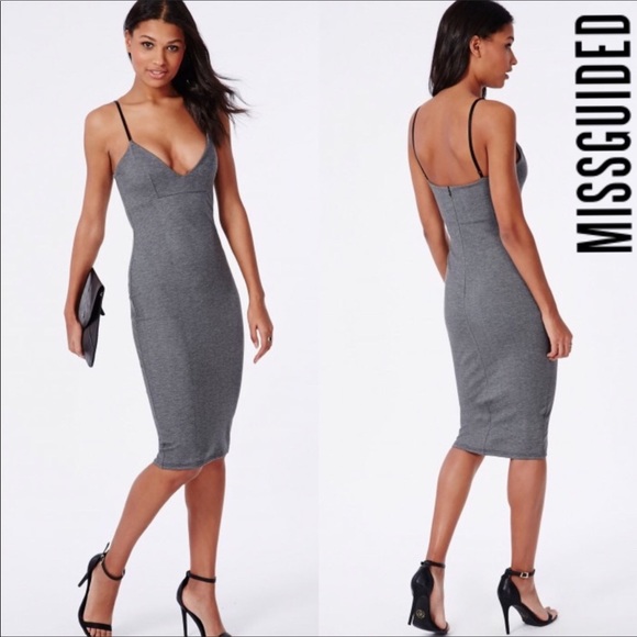 MUST GO! NEW!! Missguided Gray Midi Dress - Picture 1 of 4